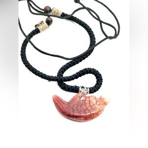 New Red Jade Carved Fish Necklace